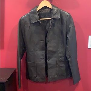 Jones New York brown leather blazer